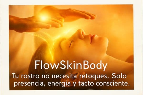 Mujer con los ojos cerrados recibe un masaje energético en el rostro, rodeada de luz cálida. La escena transmite relajación profunda, liberación de tensiones y conexión interior, reflejando la esencia del método cia en el Curso Estética Energética FlowSkinBody, una experiencia transformadora guiada por la formadora Svit Bytka para activar la energía vital y revelar la belleza desde el movimiento consciente del cuerpo. Temática de cursos y talleres de bienestar
