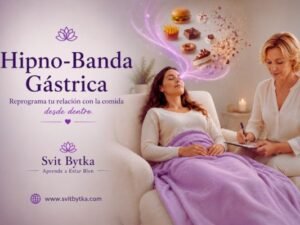 Hipno-Banda Gástrica con Svit Bytka durante sesión de hipnosis guiada orientada a reducir hambre emocional y mejorar la relación con la comida desde regulación subconsciente.