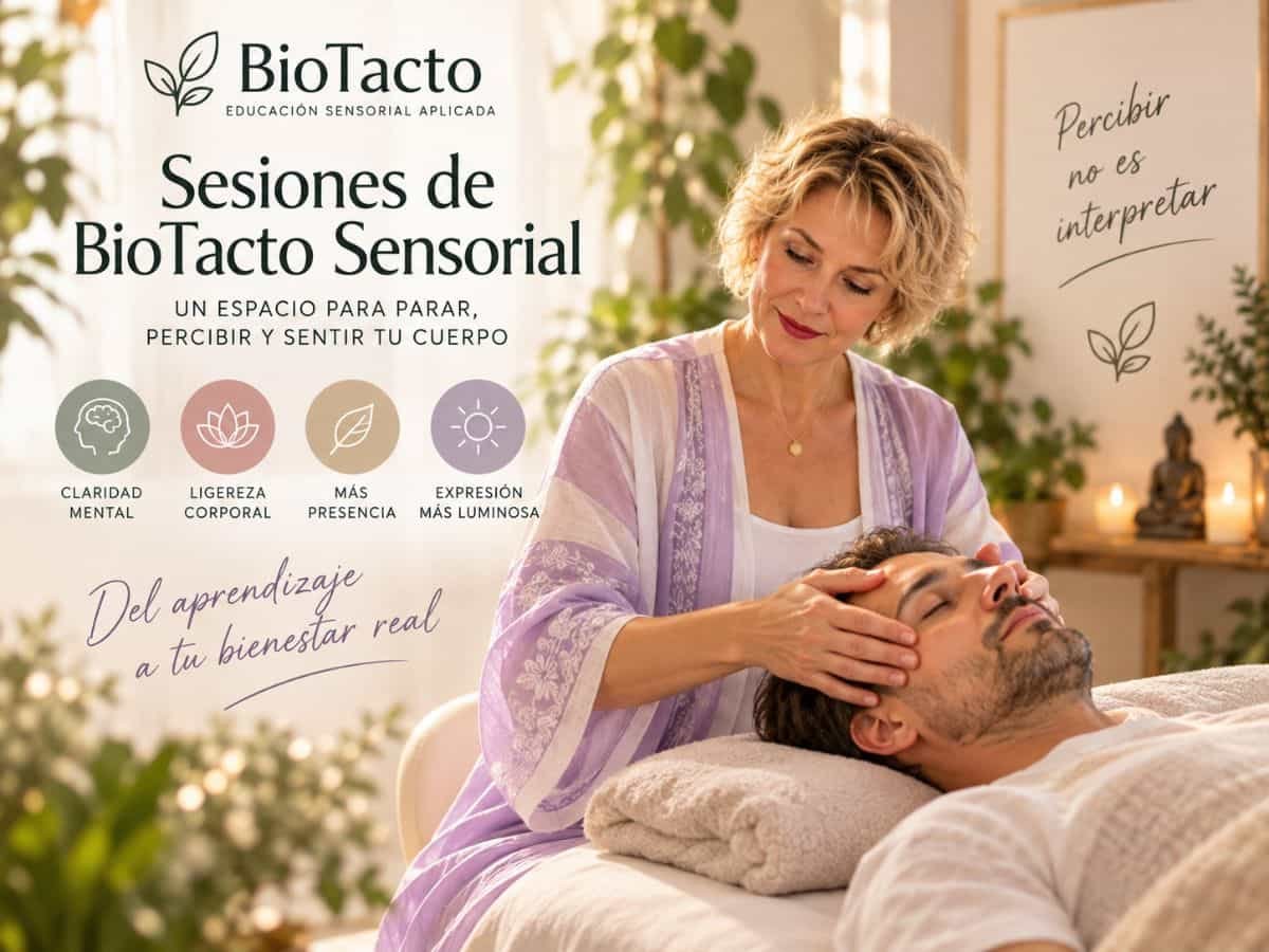Sesión de BioTacto Sensorial con Svit Bytka, aplicando tacto consciente para favorecer la percepción corporal y la claridad mental.