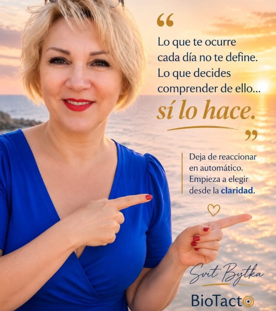Svit Bytka, creadora de BioTacto, presenta una reflexión sobre dejar de reaccionar en automático y elegir desde la claridad. Descubre todos los detalles sobre BioTacto aquí