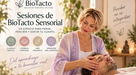 Sesión de BioTacto Sensorial con Svit Bytka, aplicando tacto consciente para favorecer la percepción corporal y la claridad mental.